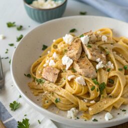 Tagliatelle with Chicken and Feta sauce