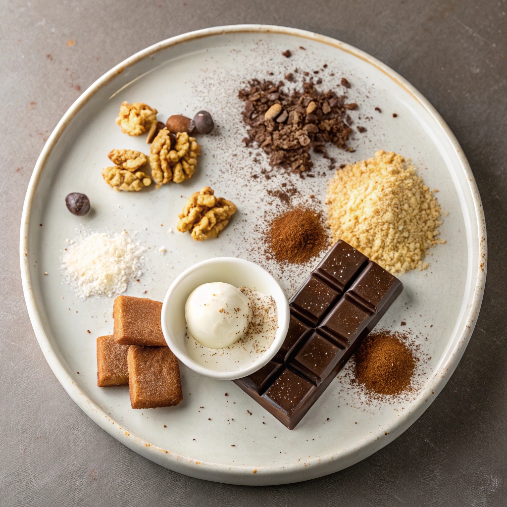 Ingredients for Walnut and Biscuit Chocolate Truffles