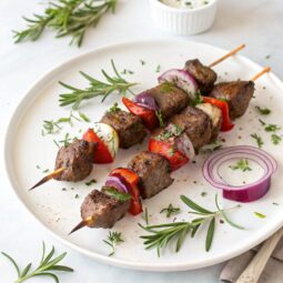 Marinated Greek Beef Souvlaki Skewers (Beef Kabobs)