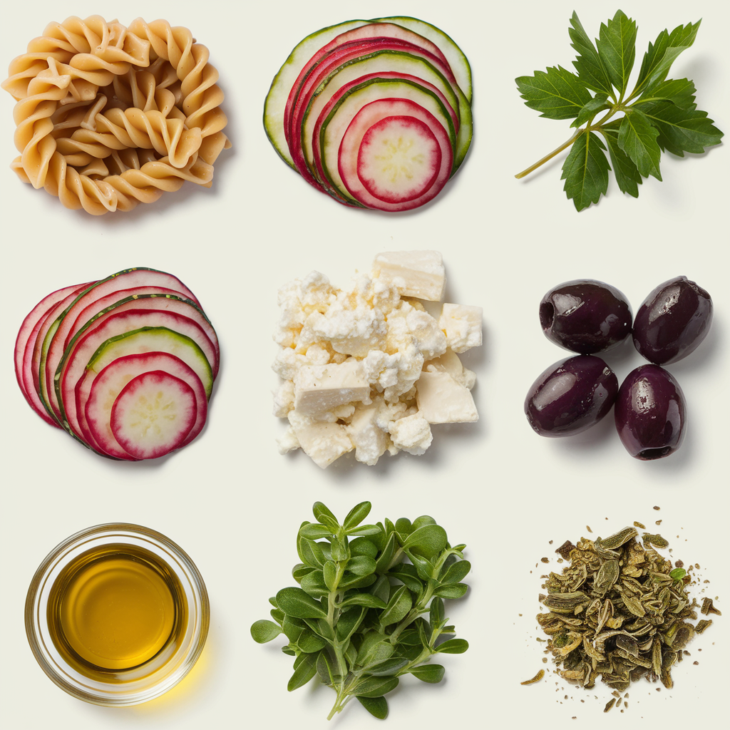 Ingredients for Greek Pasta Salad