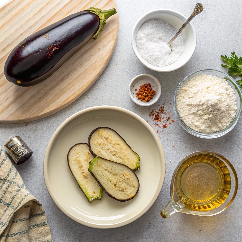 Ingredients for Crispy Greek Fried Eggplant