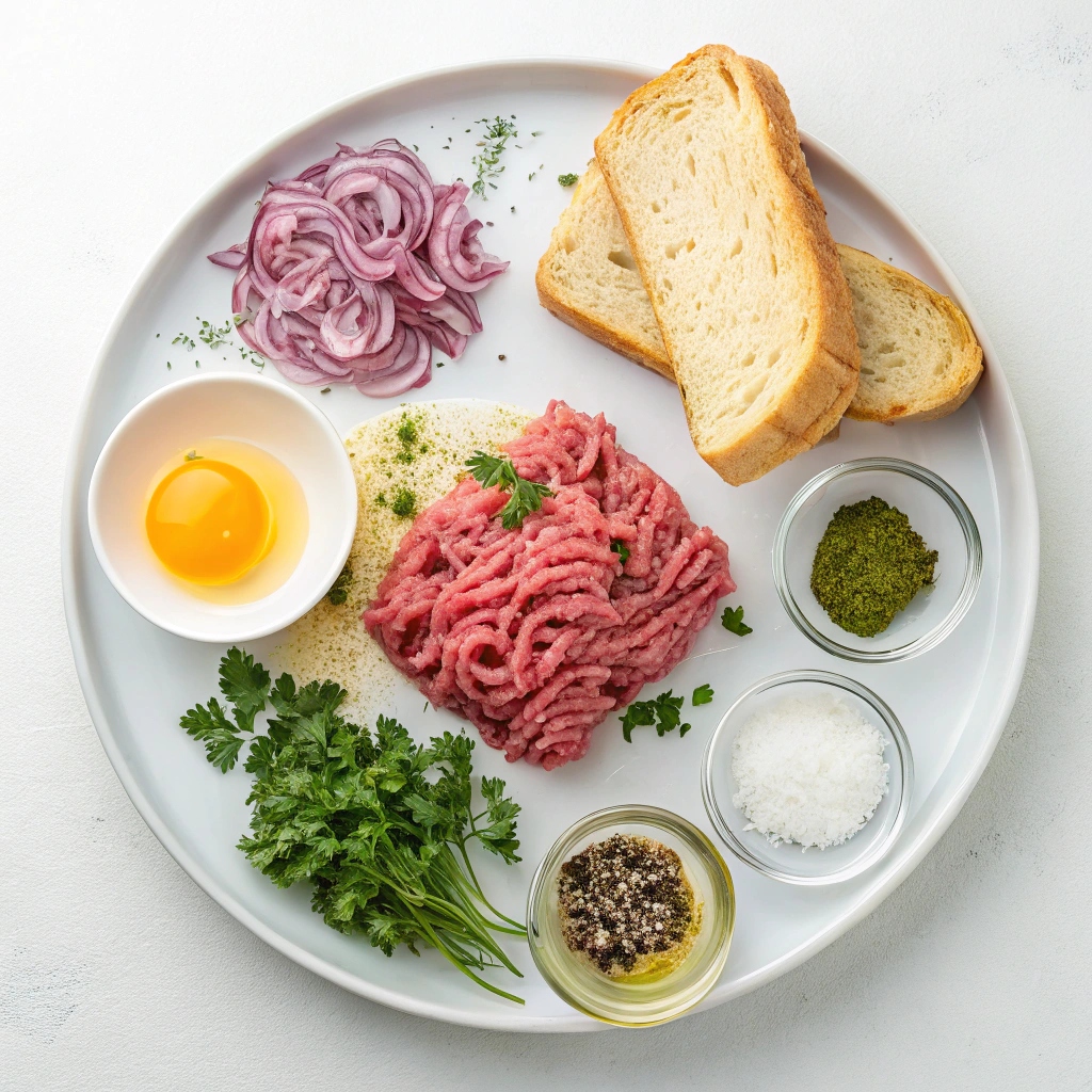 Ingredients for Greek Meatballs (Keftedes)