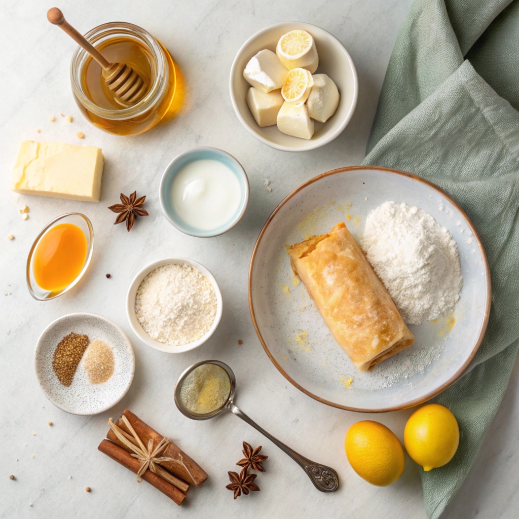 Ingredients for Traditional Greek Galaktoboureko