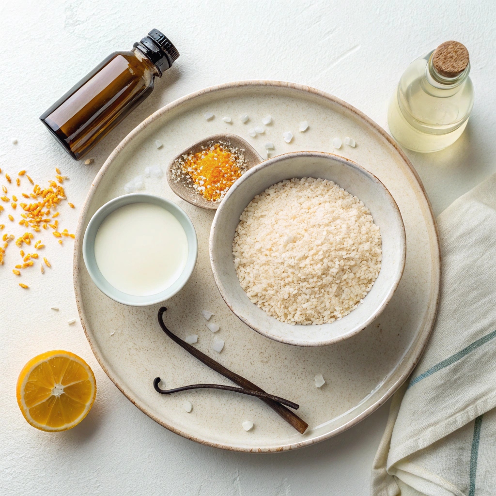 Ingredients for Greek Rice Pudding (Rizogalo)