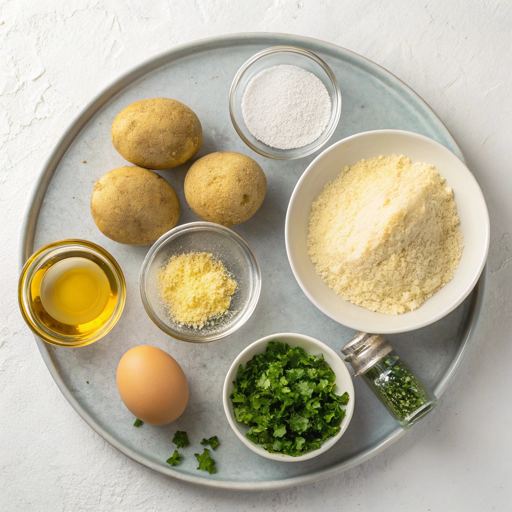 Ingredients for Patatokeftedes (Greek Potato Balls)