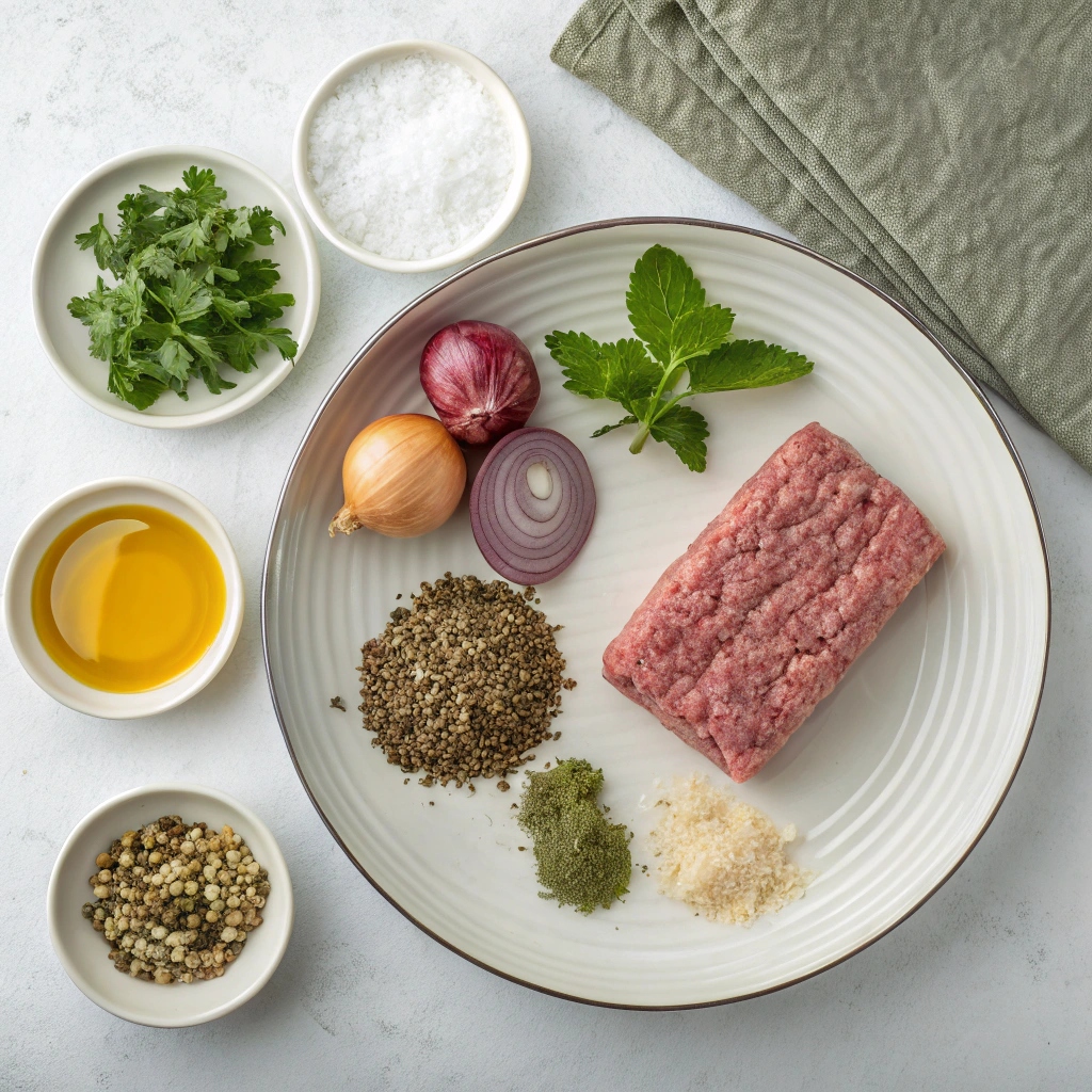 Ingredients for Greek Lamb Meatballs (Keftedes Arni)