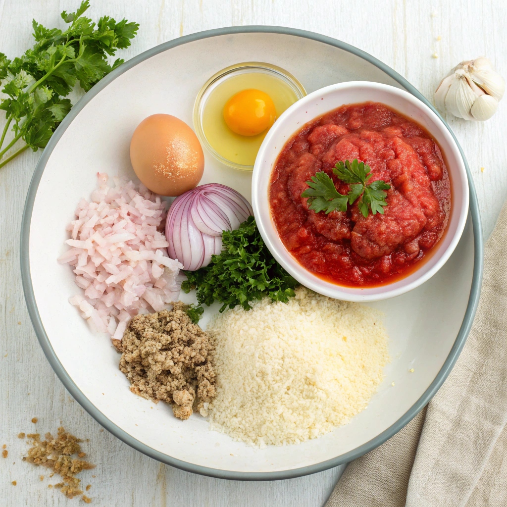 Ingredients for Greek Meatballs (Keftedes)