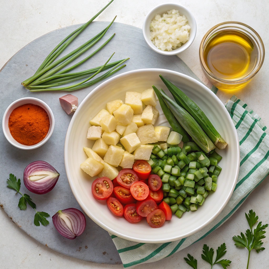 Greek Okra stew with Tomatoes (Bamies Laderes) Ingredients