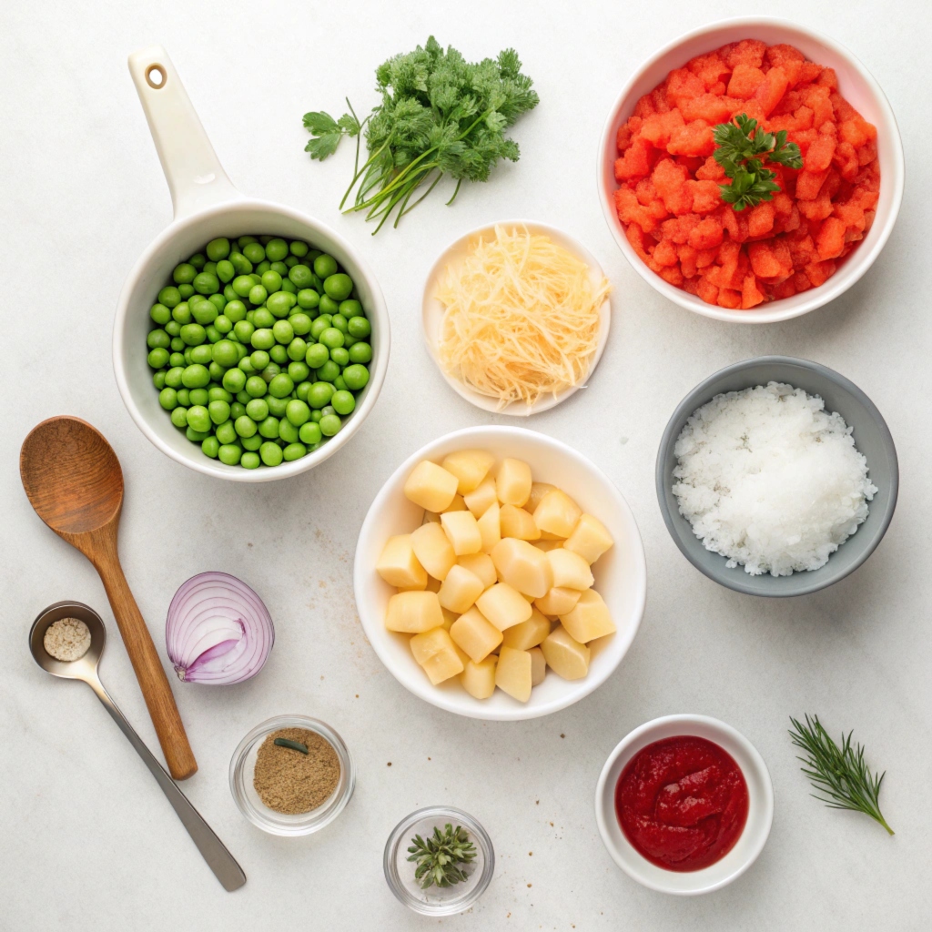 Ingredients for Greek Peas and Potato Stew