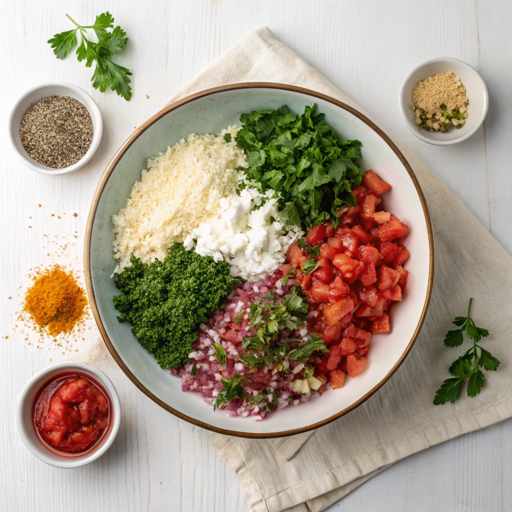 Ingredients for Tomatokeftedes