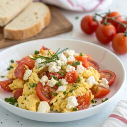 Greek Fresh Tomato and Feta Egg Scramble (Kagiana or Strapatsada) Recipe