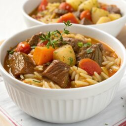 Greek Lamb stew with Orzo pasta recipe (Lamb Giouvetsi)