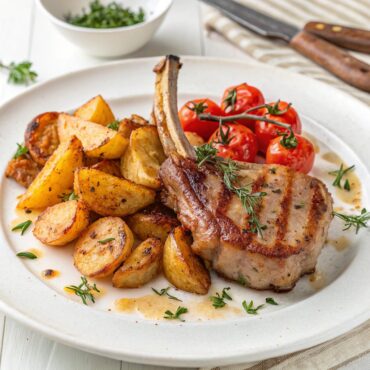 Greek Pork Chops with Roast Potatoes (Brizola sto Fourno) Recipe