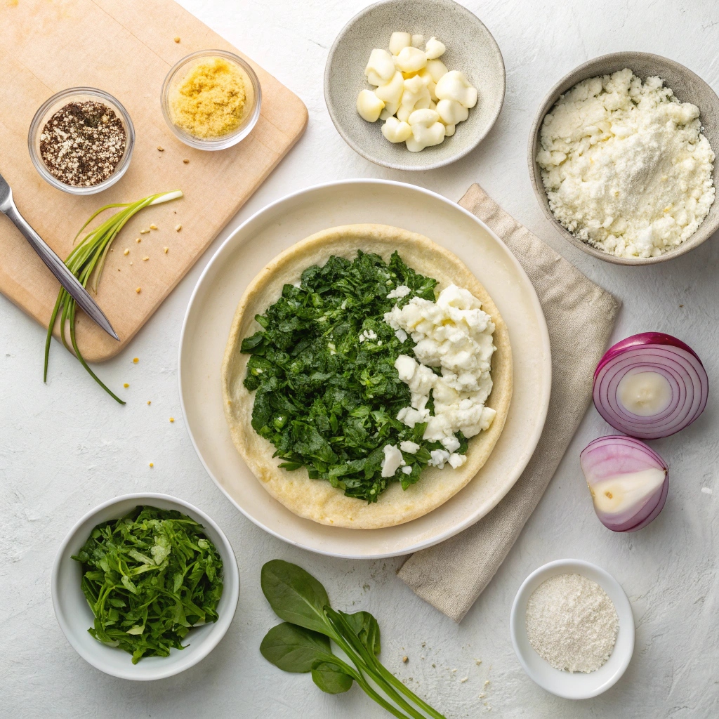 Ingredients for Mini Spanakopita Triangles