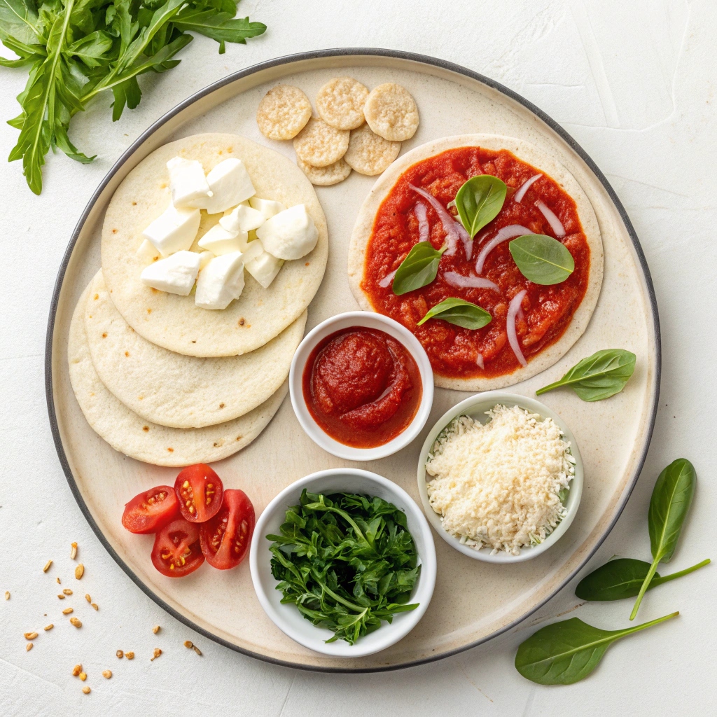 Ingredients for Greek Style Pita Pizza