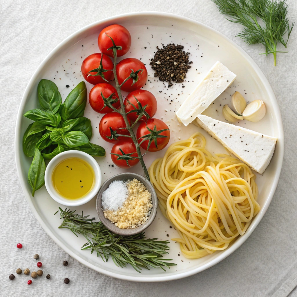 Fresh Mediterranean Pasta Ingredients