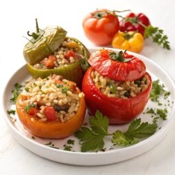 Gemista (Greek Stuffed Tomatoes and Peppers with rice) Recipe