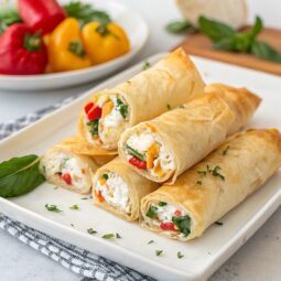 Phyllo-dough Rolls with Feta Cheese and Peppers Recipe