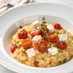 Risotto with Tomatoes and Feta cheese Recipe