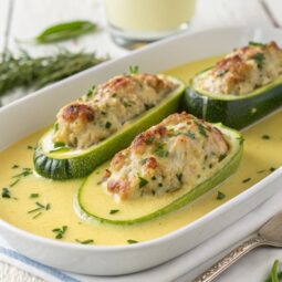 Greek Stuffed Zucchini in Egg Lemon Sauce (Avgolemono) Recipe