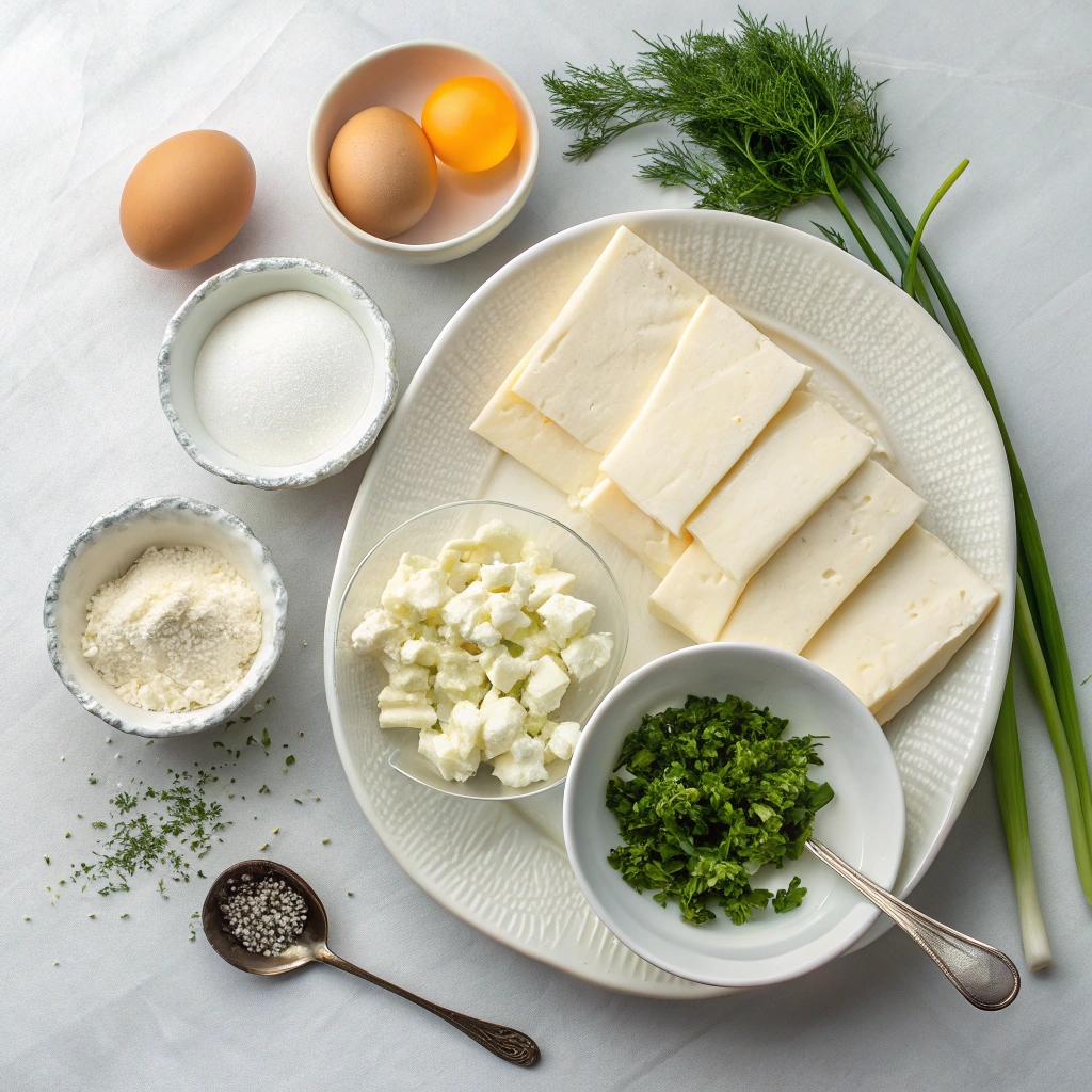 Ingredients for Greek Cheese & Pepper Rolls