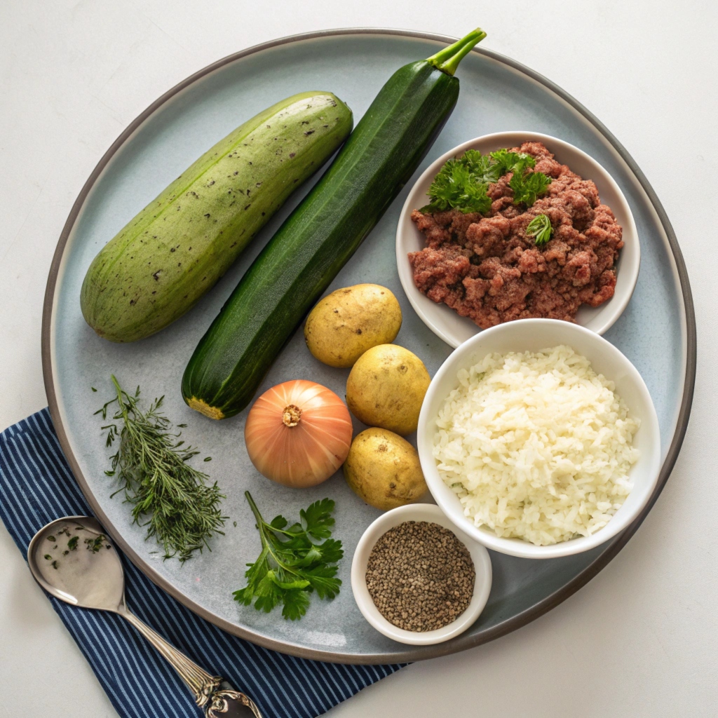 Ingredients for Greek Stuffed Zucchini