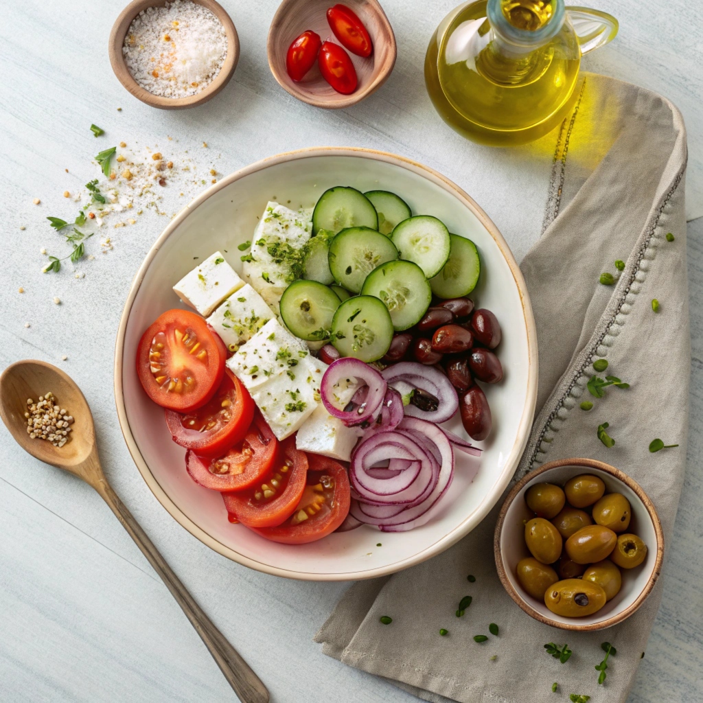 Ingredients for Traditional Greek Salad