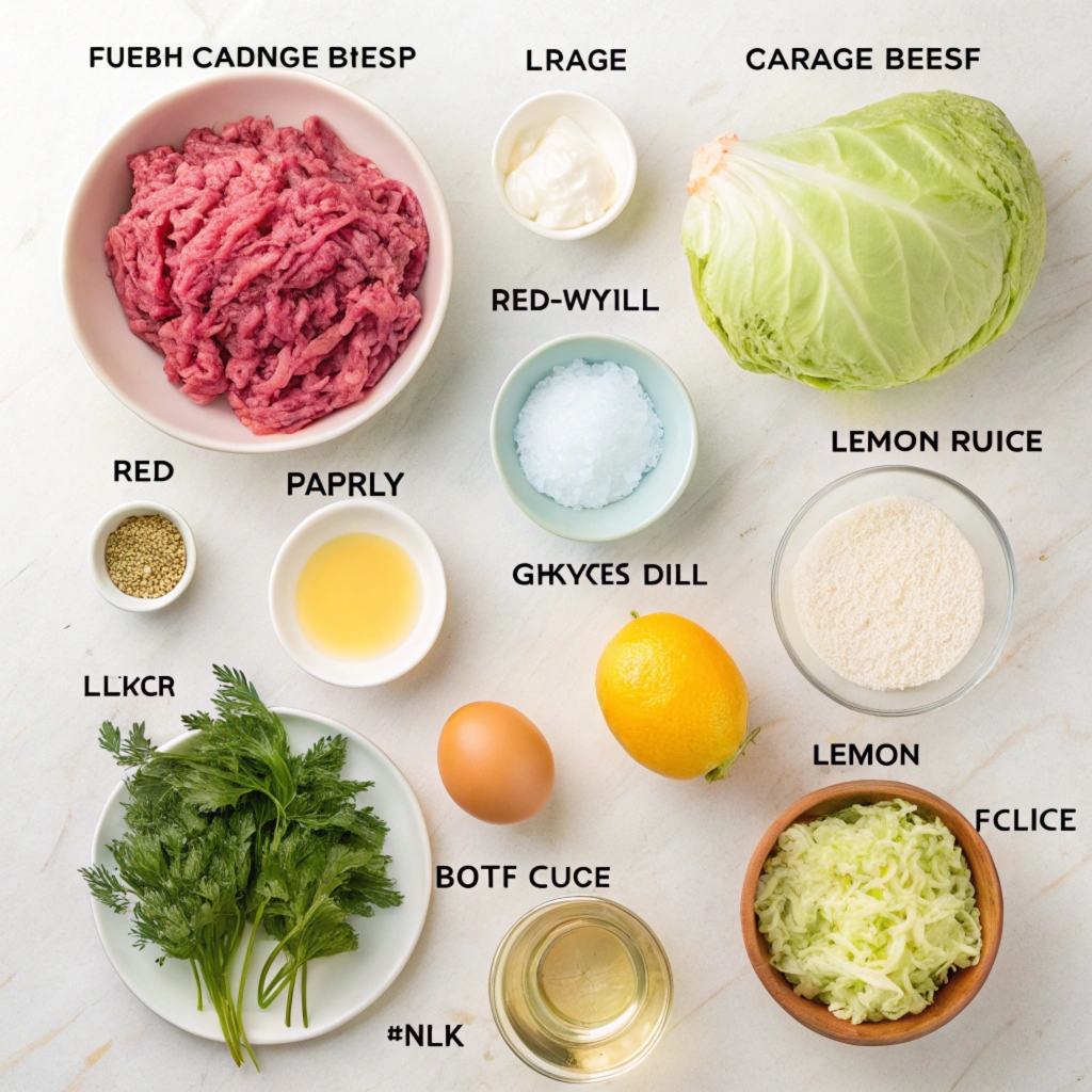 Ingredients For Greek Stuffed Cabbage Rolls
