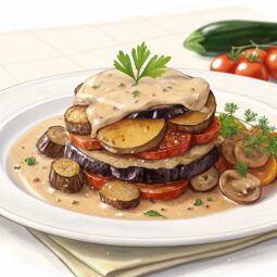 Vegetarian Moussaka with Mushroom Sauce