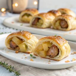 Puff Pastry Parcels stuffed with Caramelised Apples and Pork Sausages Recipe