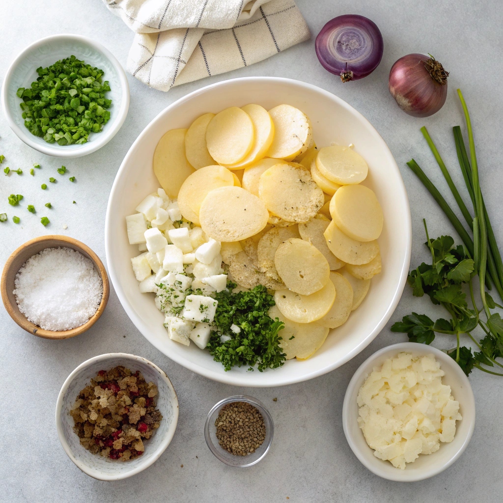 Ingredients for Perfect Potato Gratin with Feta